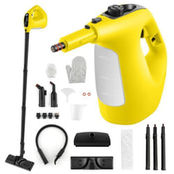 Nettoyeur Vapeur à Main Portable 1500W COSTWAY-Réservoir d’Eau 400ml-Pression 2 Bar-17 Accessoires-Verrou de Sécurité Enfants-Jaune