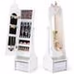 COSTWAY Armoire à Bijoux pour Enfants avec Miroir sur Pied Grande Capacité de Rangement Crochets 2 Angles dInclinaison Blanc