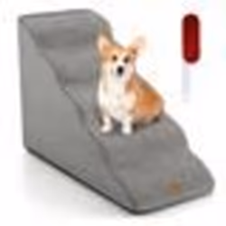 COSTWAY Escalier pour Animaux à 5 Niveaux en Mousse Haute Densité Rampe pour Chien Chat avec Fond Antidérapant et Housse Amov ...
