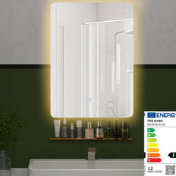 COSTWAY Miroir LED Salle de Bain 70 x 50 cm 3000-6000k Luminosité Réglable Tactile Function Mémoire Support de Rangement