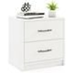 COSTWAY Table de Chevet avec 2 Tiroirs Table de nuit Moderne pour Salon Bureau Chambre 385 x 28 x 39 cm Blanc
