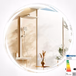 COSTWAY 60 x 60 cm Miroir de Salle de Bain Rond 3 Couleurs Fonction Mémoire Interrupteur Tactile Fonction Antibuée