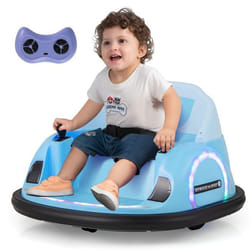 COSTWAY 12V Auto Tamponneuse Electrique pour Enfants Connexion Sans Fi LED Musique Rotation à 360° 18+ Mois Bleu