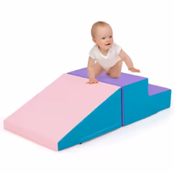2PCS Module Motricité Bébé en Mousse COSTWAY-Bloc de Construction Housse PU Imperméable & Amovible-Attache Auto-aggrippant-Vi ...