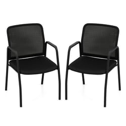 COSTWAY Lot de 2 Chaises de Salle de Réunion Dossier Ergonomique en Maille Accoudoirs Robustes et Siège Rembourré pour Réception