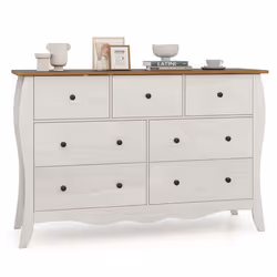 COSTWAY Commode 7 Tiroirs en Tissu Pliable Plateau en Bois Meuble de Rangement Chambre Rustique pour Chambre Salon Gris