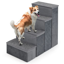 Escalier pour Chien à 4 Marches COSTWAY Compartiments de Rangement Pliable pour Animaux de Compagnie pour Petits et Moyens Chiens