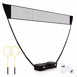 Ensemble de Badminton Portable COSTWAY-Filet2 Raquettes2 Volants-270 x 335 x 160 cm-Etui de Rangement-Tuyaux Métalliques-Noir