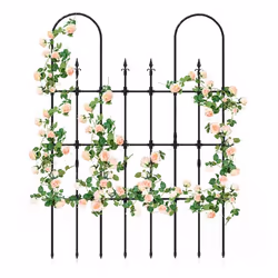 Treillis de Jardin 146x186 cm COSTWAY-pour Plantes Grimpantes-Cadre Métal Recouverts de PE Antirouille-Clôture de Jardin Déco ...