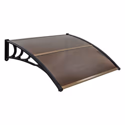 Auvent Marquise de Porte et Fenêtre 122 x 99 cm COSTWAY-en Polycarbonate Transparent-Protection contre SoleilPluieNeige-Café