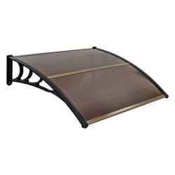 Auvent Marquise de Porte et Fenêtre 122 x 99 cm COSTWAY-en Polycarbonate Transparent-Protection contre SoleilPluieNeige-Café