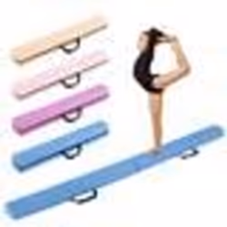Poutre de Gymnastique Pliable pour Enfants 210CM COSTWAY-en Mousse EVA et en Daim Amovible-Poignées-Boucles et à Crochets-Ble ...