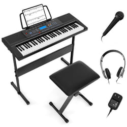 COSTWAY Clavier Piano Numérique 61 Touches avec Support Tabouret 300 Timbres 300 Rythmes 50 Démonstrations Microphone Casque
