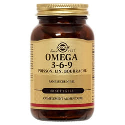 Solgar Omega 3-6-9 Poisson, Lin, Bourrache 60 Gélules
