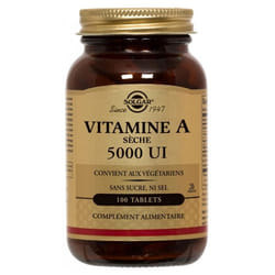 Solgar Vitamine A Sèche 5000 UI 100 Comprimés