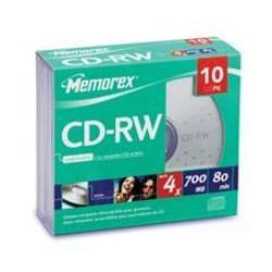 Memorex CD-RW 700MB With Slimline Jewel Case 10 Pack 700 Mo 10 pièce(s)