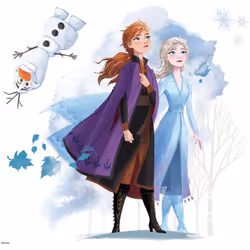 Stickers Elsa et Anna et Olaf La Reine des Neiges 2 Collection : aquarelles et dessins Licence officielle Disney Décorez la c ...