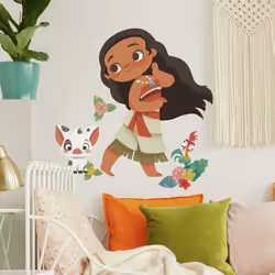 Sticker géant repositionnable Vaiana Vintage DISNEY - 48,7 cm x 63,5 cm - Age : 3+ - Coloris : marron, vert, rouge Ajoutez de ...