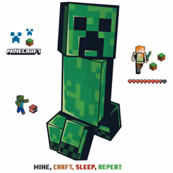 Stickers repositionnables - Minecraft - Creeper - Mine - Craft - Sleep - Repeat Retrouvez cet ensemble de stickers muraux à c ...