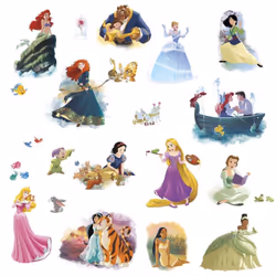 Stickers avec Toutes Les Princesses Disney - Thème : Princesses ensemble Licence Disney Princesses : Ariel La Petite Sirène - ...