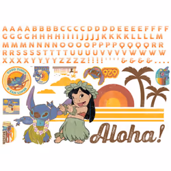 Sticker Mural Géant Lilo et Stitch avec lettres de l'alphabet pour personnaliser Faites une merveilleuse décoration dans votr ...
