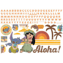 Roommates - Sticker Mural Géant Lilo et Stitch avec lettres de l'alphabet pour personnaliser