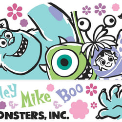 Roommates - Stickers repositionnables - Personnages Monstres et Compagnie - Jacques Sullivan, Bob et Bouh - 53 cm x 87 cm