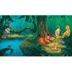 Roommates - Papier peint panoramique encollé Disney Le Roi lion - Simba à la rivière avec ses amis - 320 cm x 182,88 cm