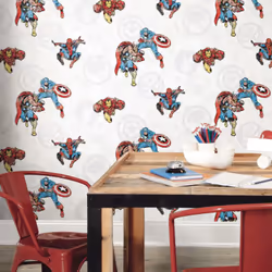 Rouleau de papier peint auto-adhésif - Marvel Avengers Comics - Spiderman, Captain America, Thor et Iron Man - 45,7 cm x 575 ...