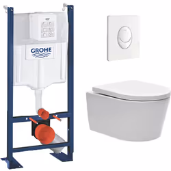 Description générale Le pack WC Rapid SL autoportant comprend un bâti-support Grohe RAPID SL, une cuvette suspendue sans brid ...