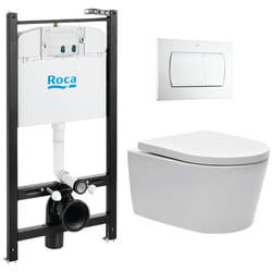 Roca - Pack Bâti-support Active + wc sat sans bride et fixations invisibles + plaque blanche ( ActiveSATrimless-1)