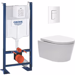 Caractéristiques du Pack WC Bâti autoportant avec Cuvette Swiss Aqua Technologies sans bride + Plaque blanche (ProjectSATriml ...