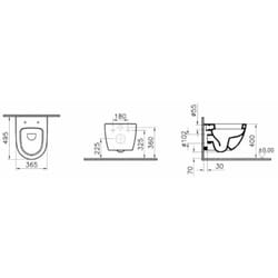 Sento Cuvette compacte 49,5 cm avec fixations invisibles + abattant ultra-fin softclose (SentoCompact) - Vitra