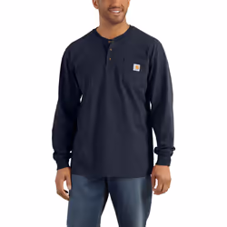 Carhartt Workwear Pocket Henley Chemise Longsleeve, bleu, taille M pour Hommes
