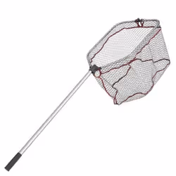 Abu Garcia Folding Landing Net - Rubber L - 50 x 65 x 40 cm - 1 m Épuisette de Pêche Carpe Truite Télescopique Mer