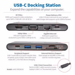 Tripp Lite U442-DOCK3-B, Avec fil, USB 3.2 Gen 2 (3.1 Gen 2) Type-C, USB Type-C, 1000 Mbit/s, IEEE 802.3, IEEE 802.3az, IEEE  ...