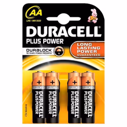 Pack de 4 piles Alcaline Duracell Plus Power type AA 15V (R06)