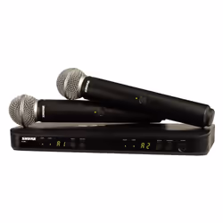 Shure BLX288/SM58, Microphone de scène/direct, Sans fil, 100 m, Noir, Batterie, AA
