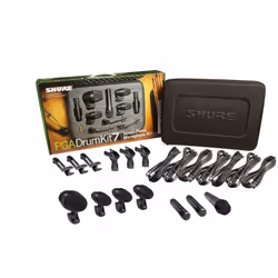 Shure PGADRUMKIT7, Grosse caisse, Kit microphone, Noir, 7 pièce(s), XLR, Cardioïde