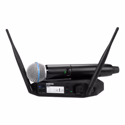 Shure GLXD24+E/B87A-Z4, Microphone portatif, Microphone dynamique, RF sans fil, Récepteur monté sur rack, Métal, Émetteur à m ...
