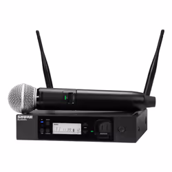 Shure GLXD24R+E/SM58-Z4, Microphone portatif, Microphone dynamique, RF sans fil, Batterie, Récepteur monté sur rack, Métal