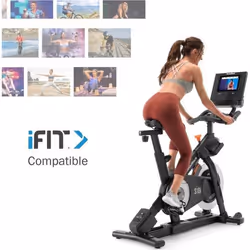 Vélo dappartement New S10i Studio Cycle connecté iFIT/ Inclinaison -10 à 20% / 2 haltères
