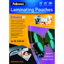 Fellowes Pochettes de plastification perforées A4 80 microns, Transparent, Plastique, A4, 232 mm, 1 mm, 308 mm