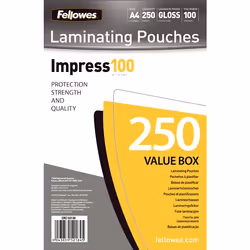 Fellowes Pochettes brillantes A4 100 microns, Blanc, A4, 210 mm, 1 mm, 297 mm, 250 pièce(s)