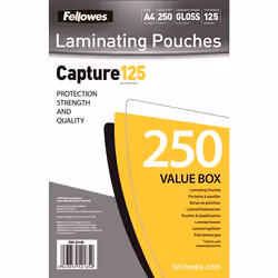 Fellowes Pochettes brillantes A4 125 microns, Transparent, A4, 222 mm, 1 mm, 306 mm, 5 kg