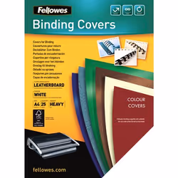 Fellowes Couvertures Delta Grain Cuir Certifiées FSC, A4, Papier, Blanc, 216 mm, 298 mm, 1 mm