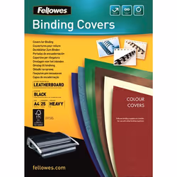 Fellowes Couvertures Delta Grain Cuir Certifiées FSC, A4, Papier, Noir, 298 mm, 212 mm, 1 mm