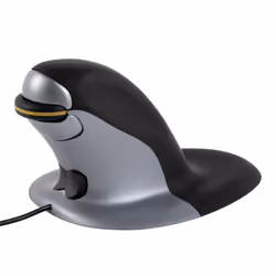 Fellowes Souris verticale ambidextre Penguin – Avec fil - Grand, Ambidextre, Conception verticale, USB Type-A, 1200 DPI, Noir ...
