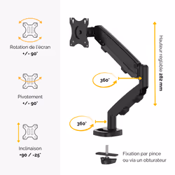 Fellowes Eppa 9683101 support d'écran plat pour bureau 40" Noir