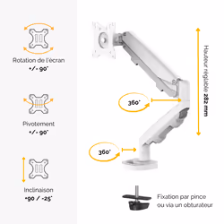 Fellowes Eppa 9683201 support d'écran plat pour bureau 40" Blanc